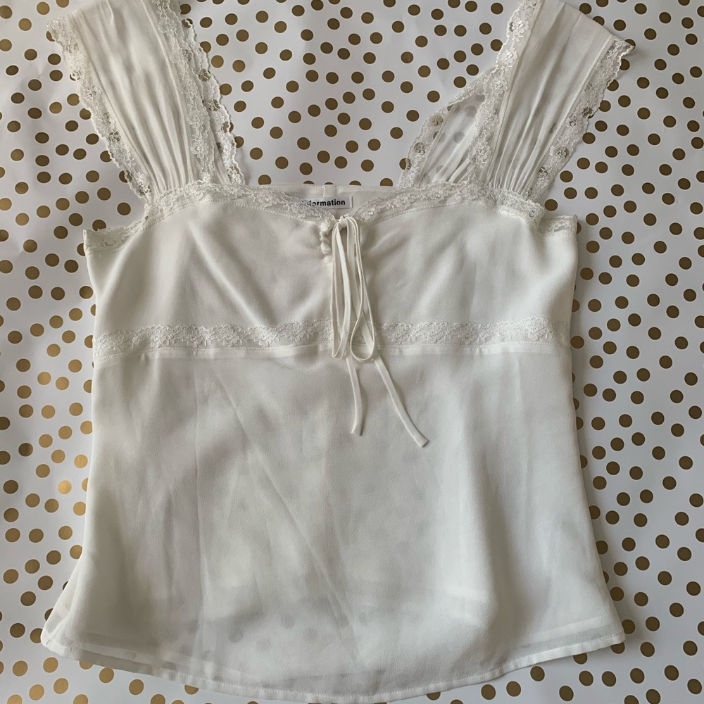 Reformation Off White Lace Tank Top